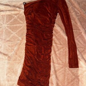 Forever 21 Red Asymmetrical Ruched Bodycon Dress